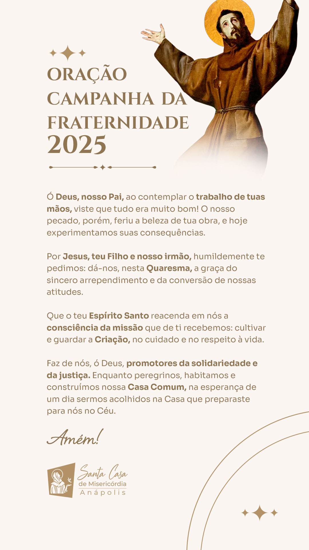 Oração campanha da fraternidade 2025 - Santa Casa de Anápolis